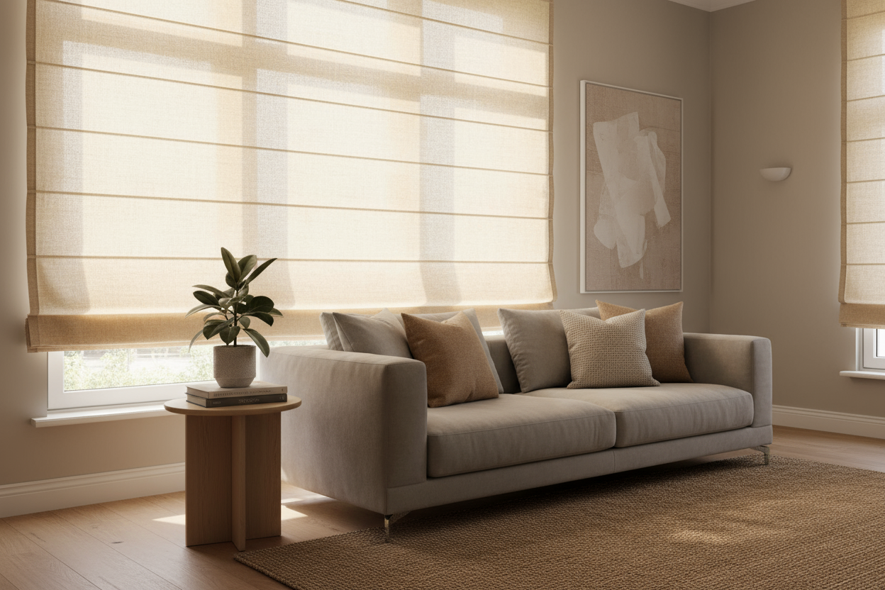 create a lifestyle image for roman blinds